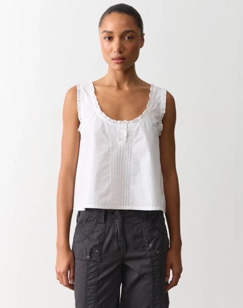 Poplin Frill Trim Blouse