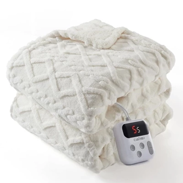 Heated Throw Blanket - Thick Tufted Electric Blanket Throw with 10 Heating Levels and 10 Time Settings, ETL Certified Machine Washable Fast