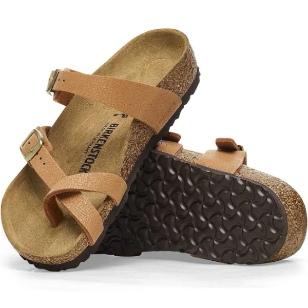 Birkenstock Kids Mayari Birkibuc Grained Pecan Thong Sandals