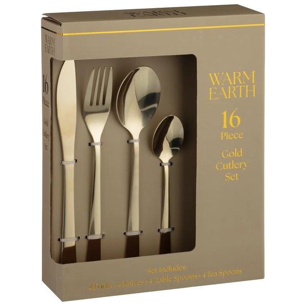 Warm Earth Gold Cutlery Set 16pc