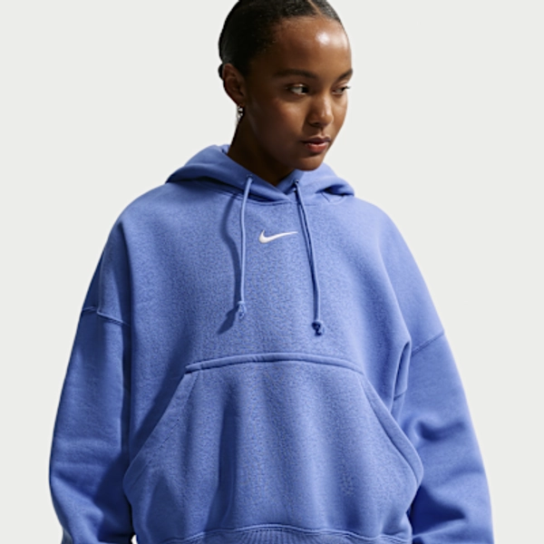 Nike Sportswear Phoenix Fleece Women's Over-Oversized Pullover Hoodie - Light Medium Blue/Sail - Size XS