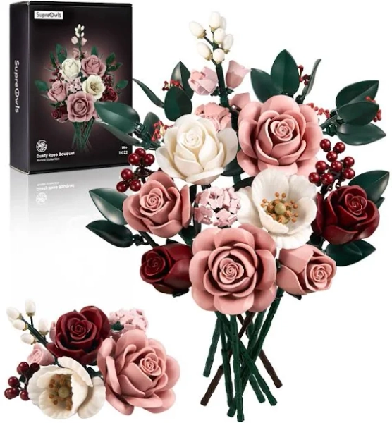 Millionspring Pink Rose Bouquet Building Set