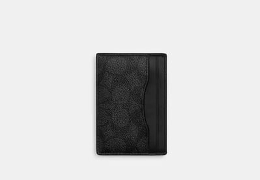 Coach Outlet Card Case With Money Clip In Signature Canvas - Black