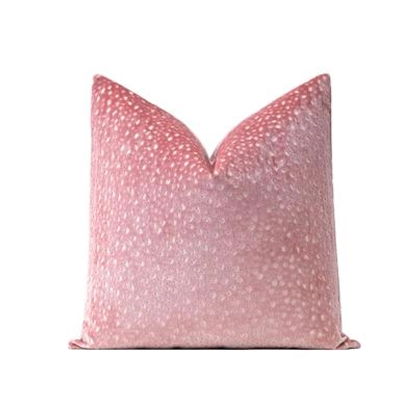 Antelope Cut Velvet: Blush Pink Designer Throw Pillow Cover
