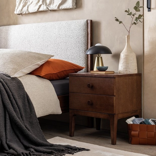 Buy Habitat Loxley 2 Drawer Bedside Table - Walnut | Bedside tables | Habitat