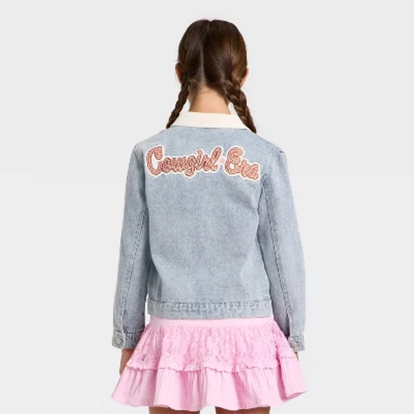 Girls' Toy Story Cowgirl Jessie Corduroy Collar Denim Jacket - Off-White/Blue XS