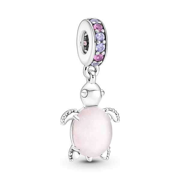 Charm colgante Tortuga de mar rosa de cristal Murano