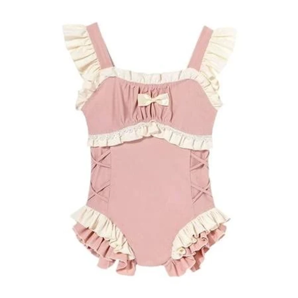 Almencla Girls' Ruffle Sleeve Quick Dry Swimsuit