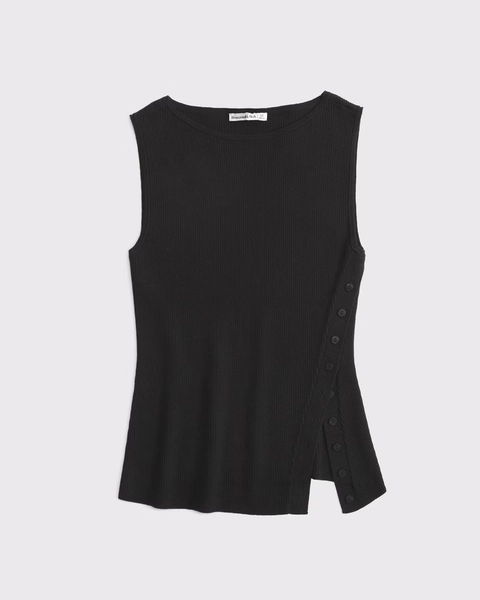 Asymmetrical Button Sweater Tank