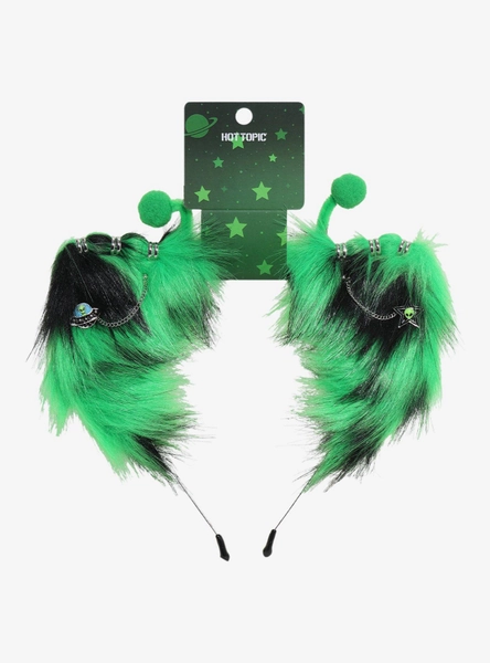 Black & Green Alien Cat Ear Headband