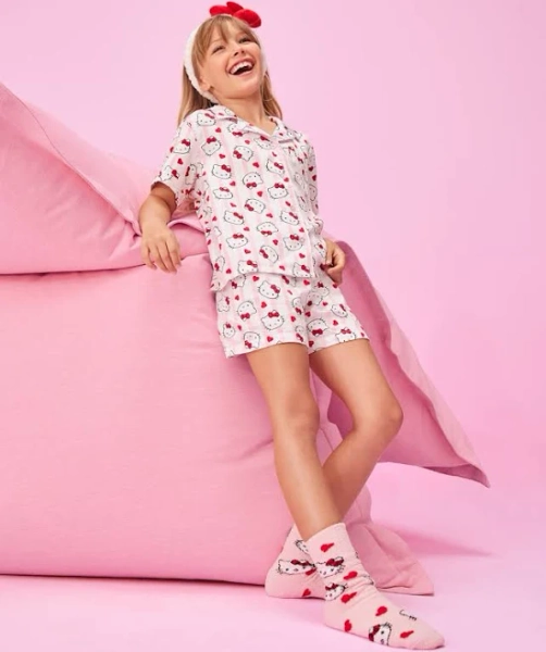 The Children's Place Girls Hello Kitty Heart Satin Pajamas