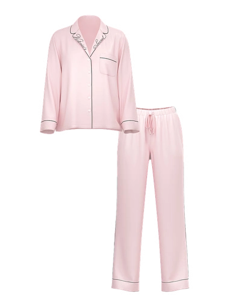 Glazed Satin Long Pajama Set