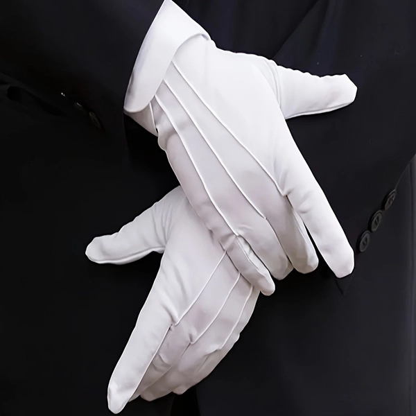 2pcs White 3-Rod Split Finger Gloves/Etiquette Gloves/3-Finger Gloves/Business Gloves/Unisex/Suitable for Various Formal Occasions/Ideal for Weddings/Small Gatherings/Anniversaries/Halloween/Christmas/New Year's Gifts