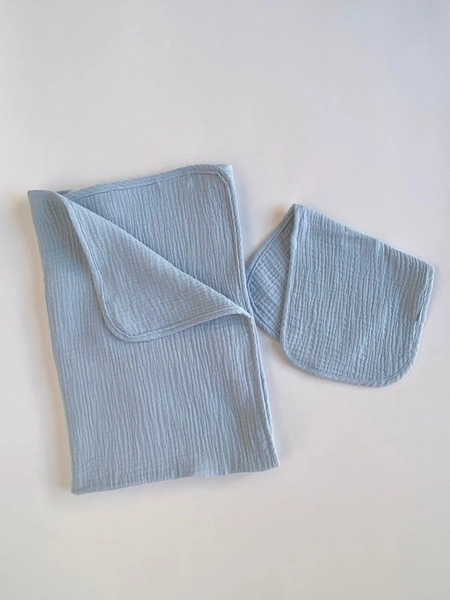 SET DE MANTA BABY COTTON + BABITA RIO - Celeste