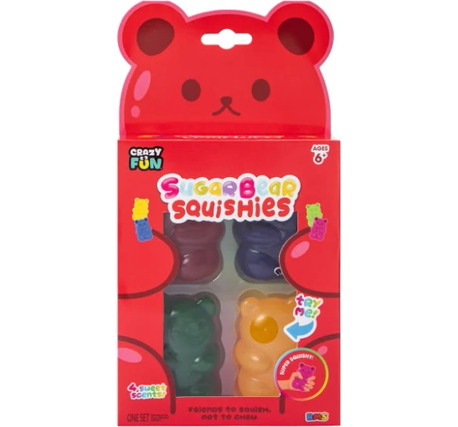 Crazy Fun Sugar Bear Squishies Set 4-Pack