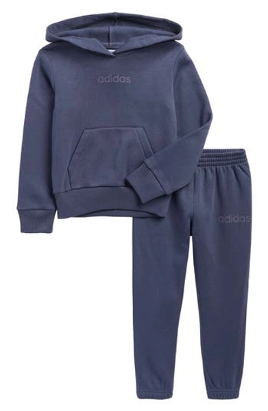adidas Kids' Cotton Blend Fleece Hoodie & Pants Set in Shadow Navy at Nordstrom Rack, Size 4