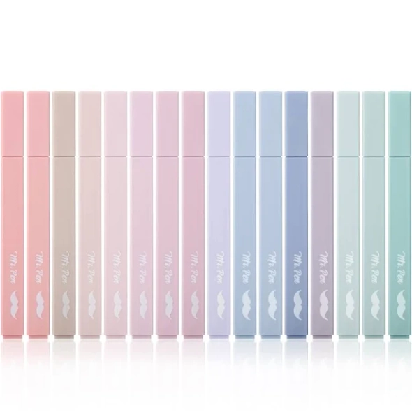 Mr. Pen Aesthetic Highlighters 16 pcs Chisel Tip Morandi Colors