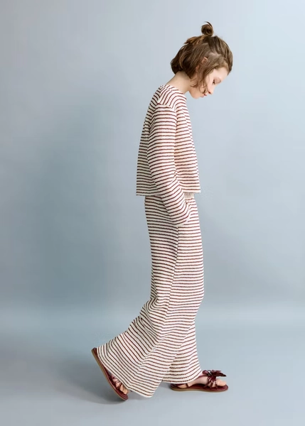 Randig stickad byxa - Barn | MANGO Sweden