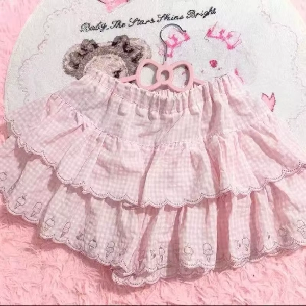 2025 Japanese Soft Girl Sweet Plaid Skirt Summer Kawaii High Waisted Slim Cake Skirts Y2k Embroidery Design Puffy Skirt A-line - AliExpress 200000345