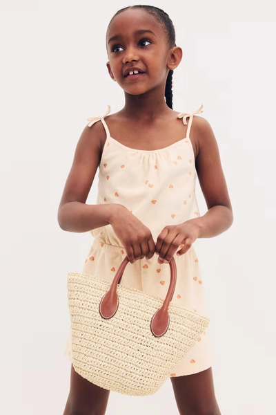 Patterned Terry Jumpsuit - Light apricot/strawberries