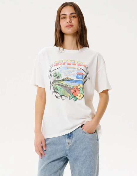 RIP CURL Pacific Rider Womens Relaxed Tee - WHITE