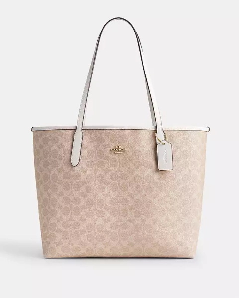 Gold/Sand/Chalk City Tote Bag In Signature Canvas