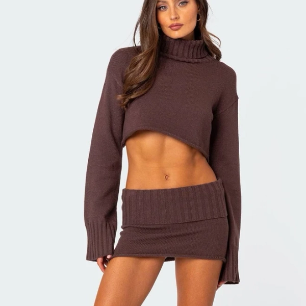 Edikted Women's Gino Foldover Knit Mini Skirt