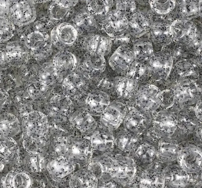Translucent Black Glitter Pony Beads