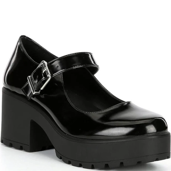 GB This-Love Patent Lugged Platform Mary Jane Pumps
