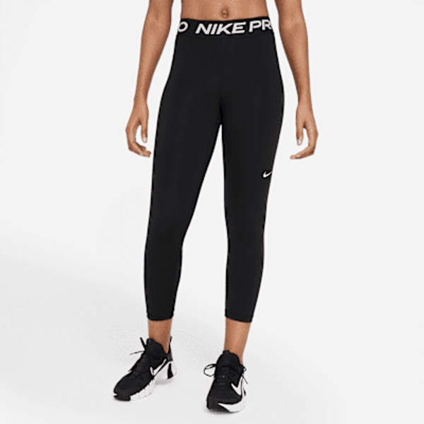 Nike Pro Leggings de tres cuartos de talle medio con panel de malla - Mujer