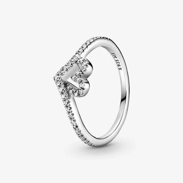 Pandora Sparkling Heart Wishbone Ring