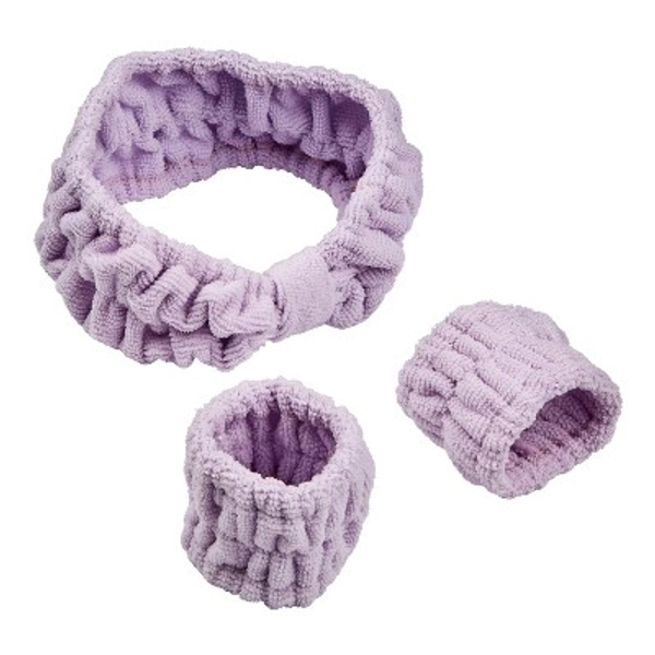 Conair Spa Headband and Wristlets - Lavender - 3pcs