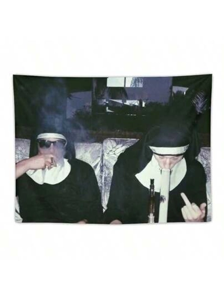 Nuns Smoking Tapestry Wall Decor Mural For Room Aesthetics - Ornaments  Hanging Hangable Decoration