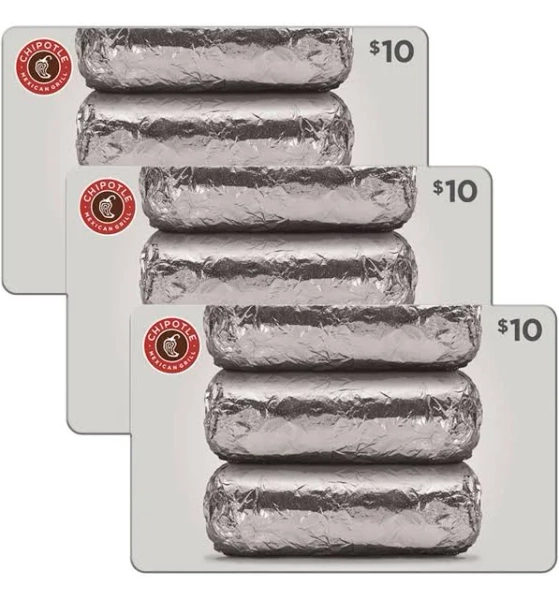 Chipotle eGift Cards 3 Pack