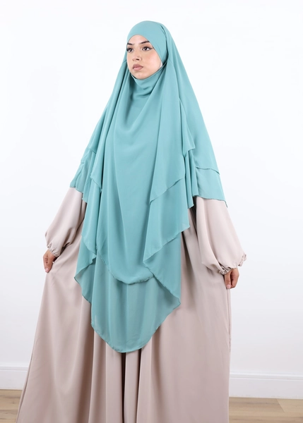 Khimar 2 Layer Chiffon Rounded Mint - Ina Collection