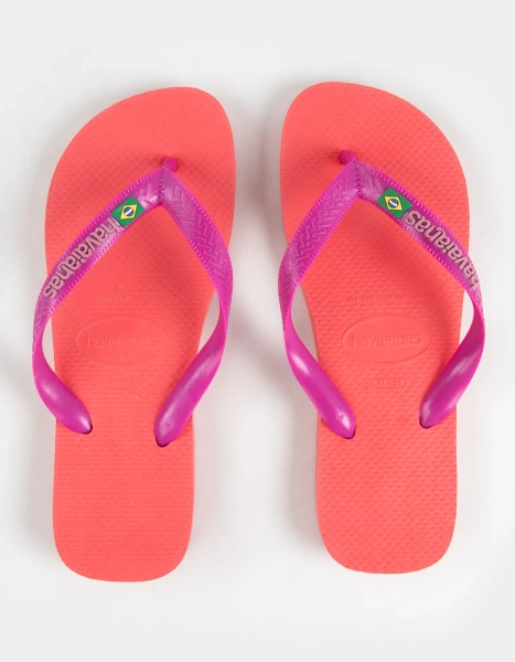 HAVAIANAS Brazil Logo Womens Flip Flops - CORAL - 6