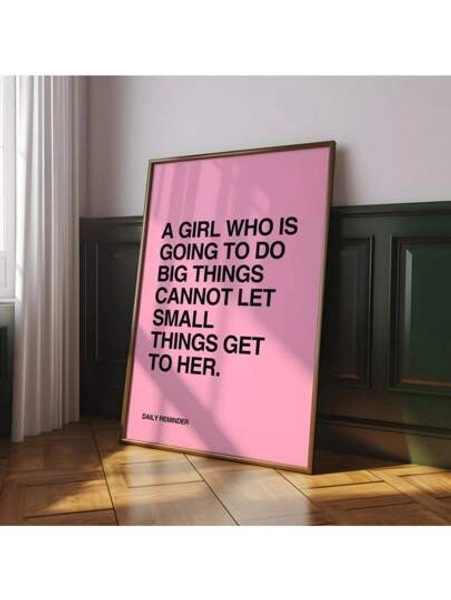 Wall Art, Pink Typography Quote Printable Poster, Wall Print Motivational Positivity Girly Bedroom Decor Aesthetic Wall Art Optional Frame ,Wall Art With Frame