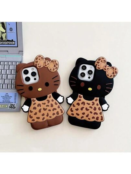 Sanrio 1pc New Leopard Print Hello Kitty Phone Case, Silicone Material, Wear-Resistant, Anti-Collision, Anti-Slip Design, Phone Accessories, Couples Phone Case, Suitable For IPhone11-17, IPhone13, IPhone15, IPhone16 ProMax, IPhone16, IPhone12, IPhone11, IPhone17, IPhone17 Pro, IPhone17 ProMax, IPhone17 Air