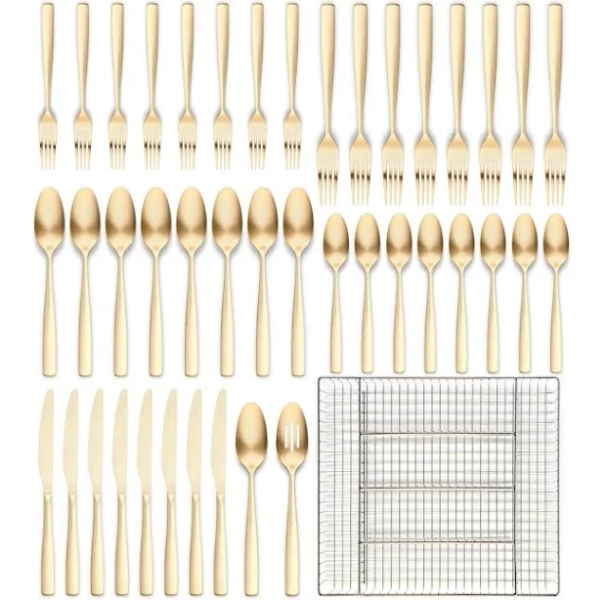 Ornative Kaede 42-pc. Flatware Set with Wire Caddy