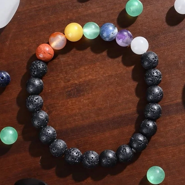 Seven Chakra Lava Bracelet