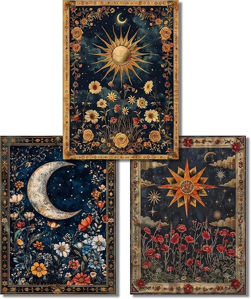 3 Pack Celestial Body Diamond Art Kits for Adults Beginners,Sun Moon Stars Diamond Painting Kits for Adults,5D Full Drill DIY Diamond Dot Gem Art Kit Wall Home Decor Arts Craft 12x16 inch