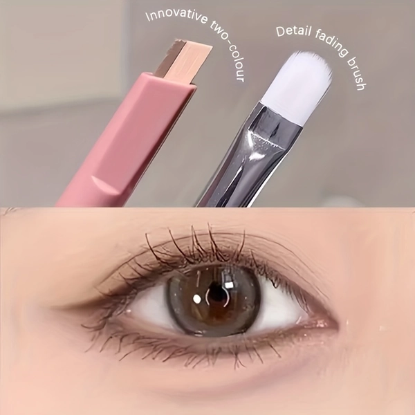 Dual-Color Double-Ended Eye Highlighter Pencil - Eye Highlighter/Undereye Contour, Comes with a Built-in Blending Brush for Effortless Application to Create Natural Sleepy Eye Lines, Brightens the Under-eye Area, and Enlarges the Eyes