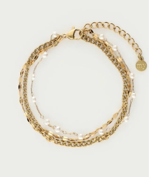 Driedubbele armband met imitatieparels | My Jewellery
