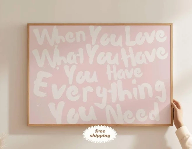 horizontal wall art - pink bedroom decor girly wall art trendy wall art dorm room decor funky wall art aesthetic print quote print unframed
