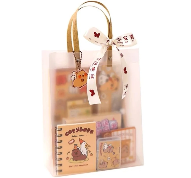 1Set Kawaii Capybara Stationery Set Cartoon Cute Handbag Stationery Set Office Supplies Student