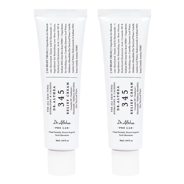 3.4.5 Relief Cream, Daily Facial Moisturizer for All Skin Types, Korean Vegan Skincare for Blemish Relief & Soothing Recovery, 50ml, 1.69 fl. oz, 2PC, Makeup Organizers