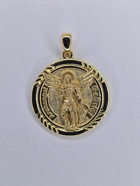 Gold Archangel Gabriel Pendant 925 Silver Catholic Amulet Religious Gift Men Women Protection Talisman Christian Sacred Emblem Travel Relic