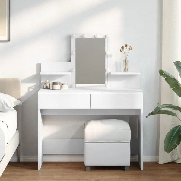 vidaXL Toucador com LEDs 100x40x130 cm branco