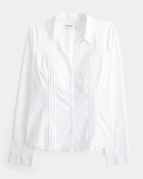 Lace Inset Button Front Shirt