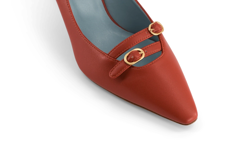 Beryl Apple Leather Small Heel Pumps | Rust - UK3 / EU36 / US5